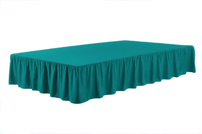 Sheets & Beyond Wrap Around Solid Microfiber Luxury Hotel Quality Fabric Bedroom Gathered Ruffled Bedding Bed Skirt 14 Inch Drop (Full, Teal) - Image 4